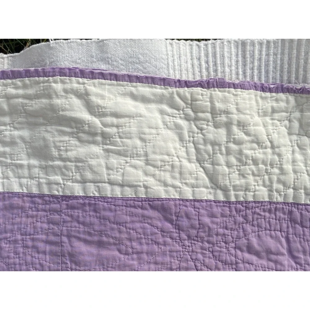 1927 Vintage Quilt Lilac Purple Embroidered Flower Hand Stitched 69